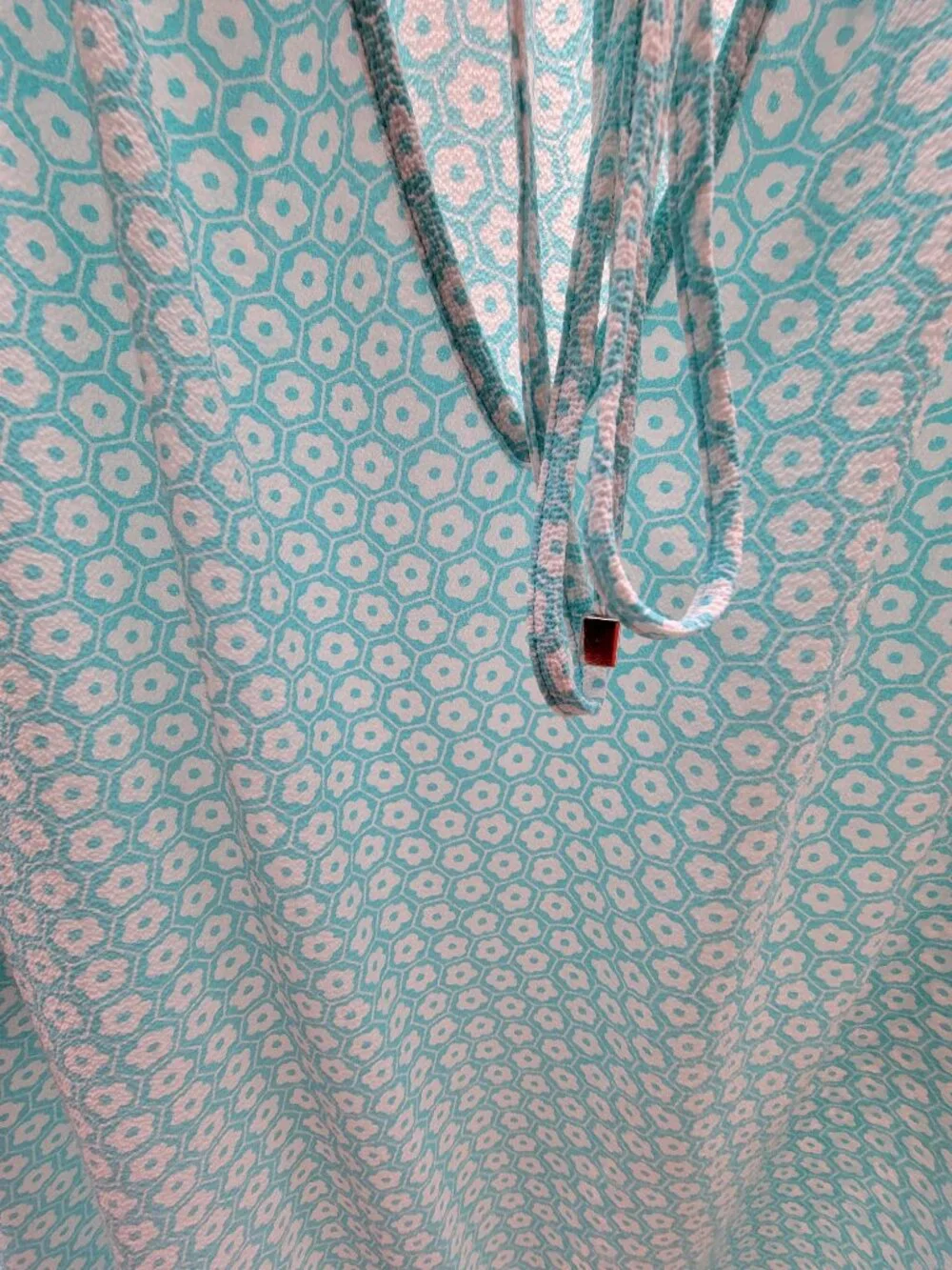 Michael Kors Aqua Floral Geo Print Cold Shoulder Blouse Top L ***READ** - Picture 4 of 5